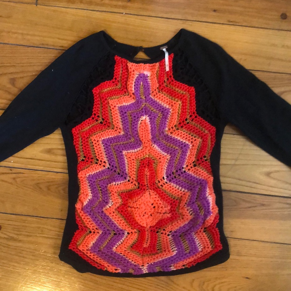 Free people crochet tee xs